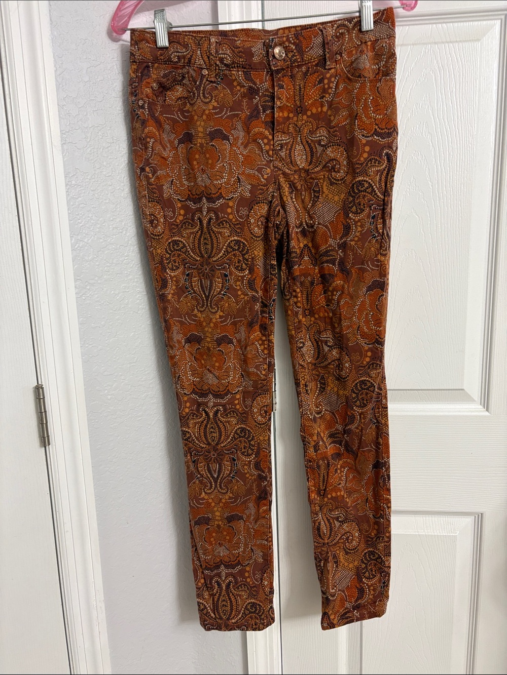 Chico's Rust Paisley Cropped Pants